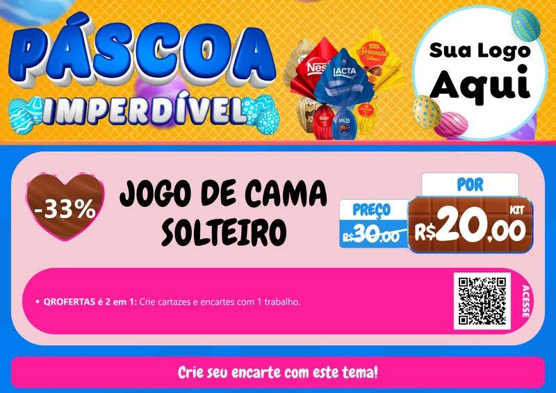 Modelo de Cartaz para Cartaz A4 Horizontal com o tema Páscoa Imperdível para Cama, Mesa e Banho