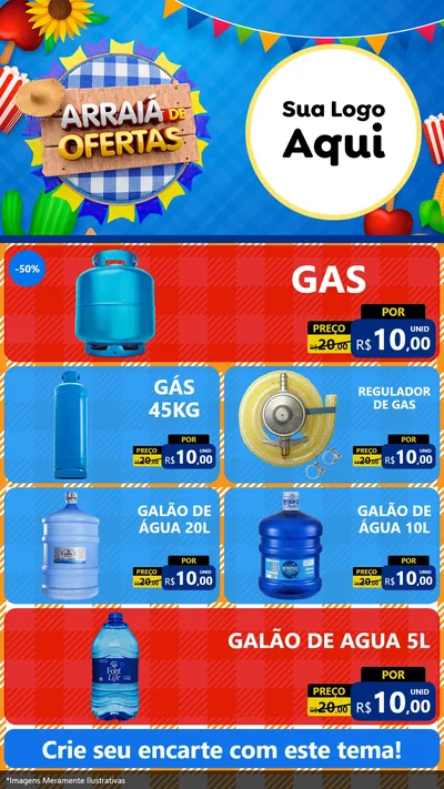 Modelo de TV para TV Vertical com o tema Arraiá de Ofertas para Água e gás