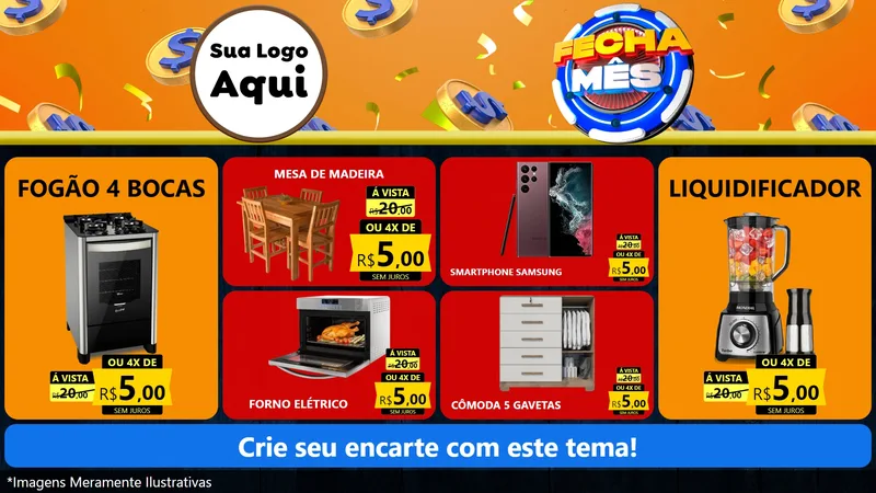 Modelo de TV para TV Horizontal com o tema Fecha Mês para Móveis e Eletro