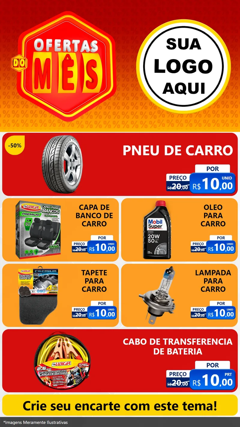 Modelo de TV para TV Vertical com o tema Ofertas do Mês para Auto peças