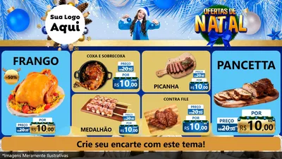 Modelo de TV para TV Horizontal com o tema Ofertas de Natal para Assados