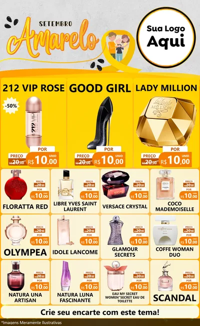 Modelo de Encarte para Encarte Grande com o tema Setembro Amarelo para Perfumes