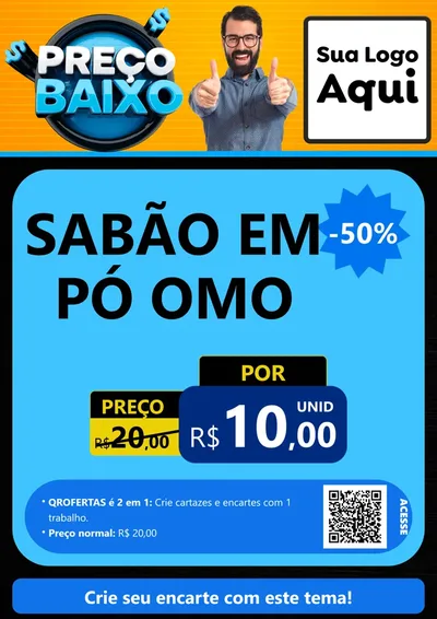 Modelo de Cartaz para Cartaz A4 Vertical com o tema Preço Baixo para Produtos de Limpeza