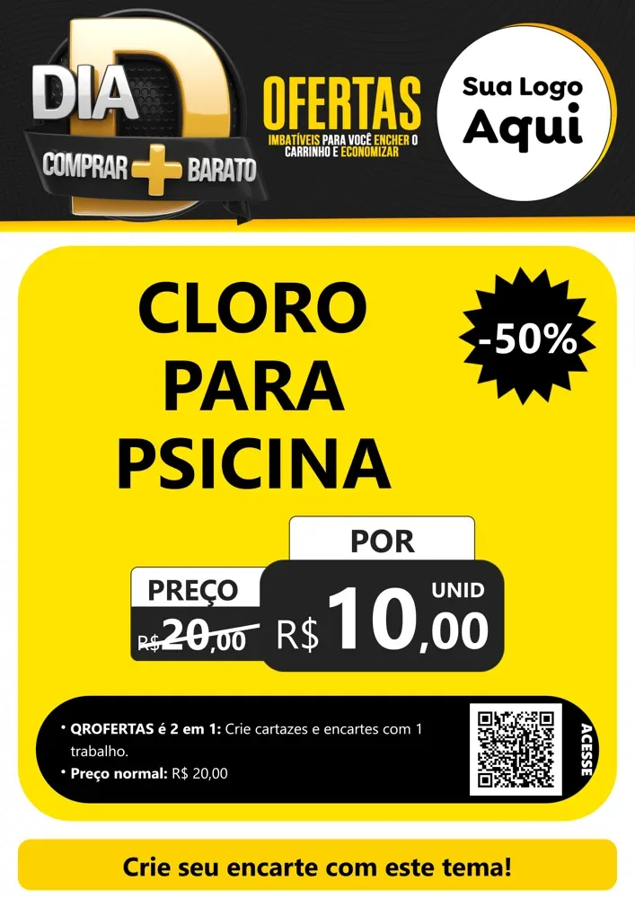 Modelo de Cartaz para Cartaz A4 Vertical com o tema Dia D Mais Economia para Produtos para Piscina