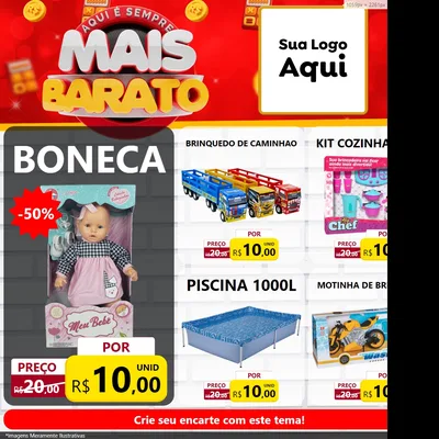 Modelo de Rede Social para Feed Facebook com o tema Mais Barato para Brinquedos
