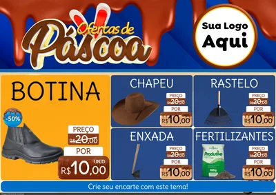 Modelo de Encarte para Encarte A4 Horizontal com o tema Ofertas de Páscoa para Agropecuária