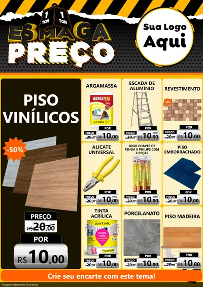Modelo de Encarte para Encarte A4 Vertical com o tema Esmaga Preço para Material para Construção