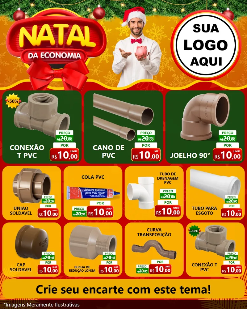 Modelo de Rede Social para Feed Instagram com o tema Natal da Economia para Tubos e conexões