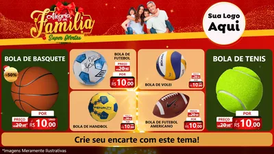 Modelo de TV para TV Horizontal com o tema Alegria em Família Super Ofertas - Natal para Artigos Esportivos
