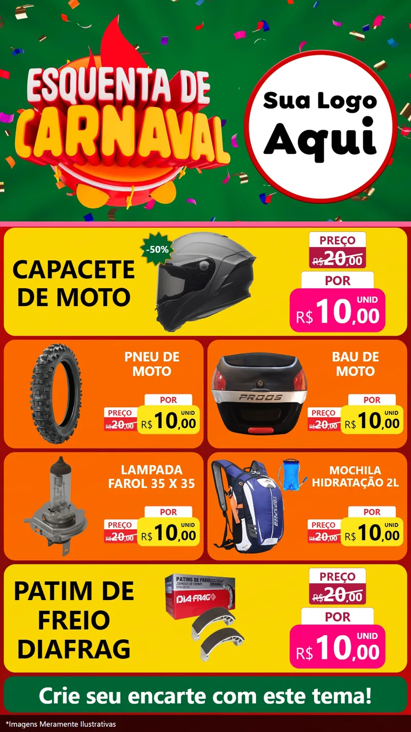 Modelo de TV para TV Vertical com o tema Esquenta de Carnaval para Moto peças