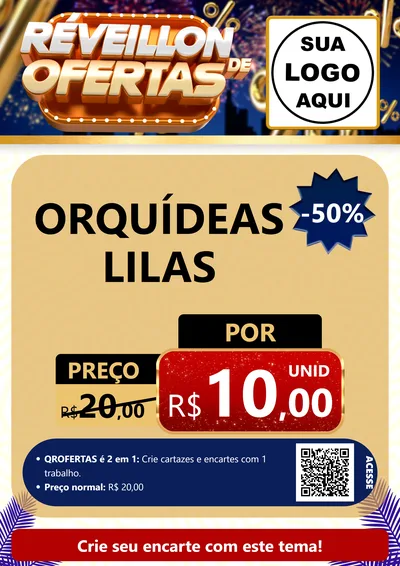 Modelo de Cartaz para Cartaz A4 Vertical com o tema Réveillon de Ofertas para Floricultura e jardim