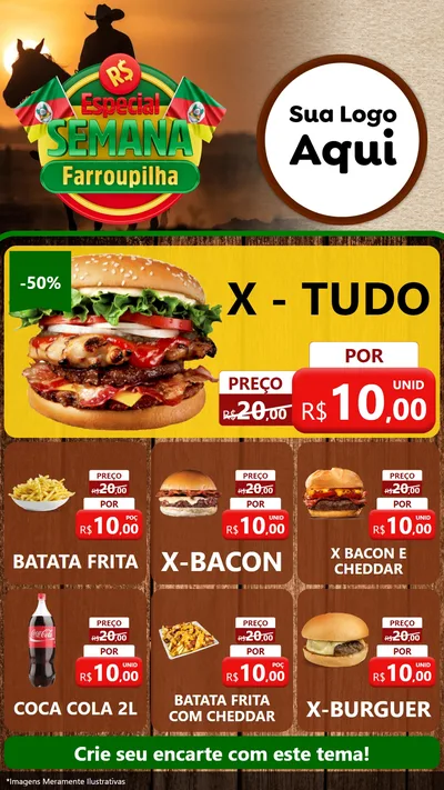 Modelo de Rede Social para Stories com o tema Especial Semana Farroupilha para Hamburgueria