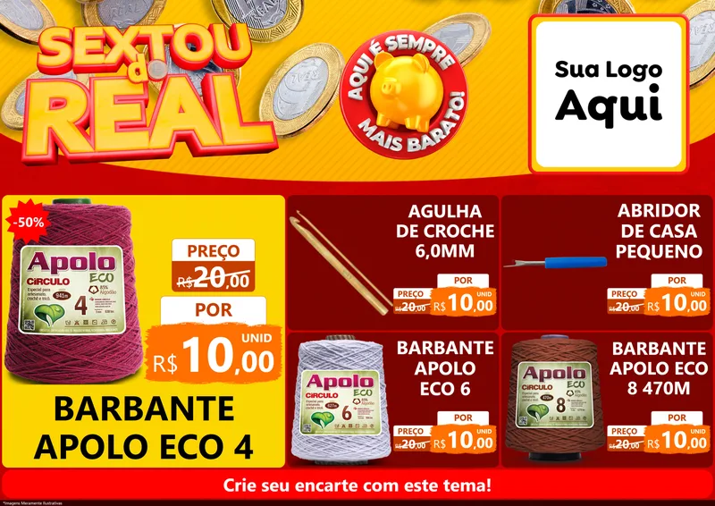 Modelo de Encarte para Encarte A4 Horizontal com o tema Sextou do Real para Armarinho e Aviamentos