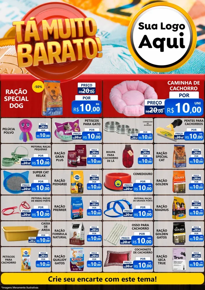 Modelo de Encarte para Encarte A4 Vertical com o tema Está Muito Barato para Pet Shop