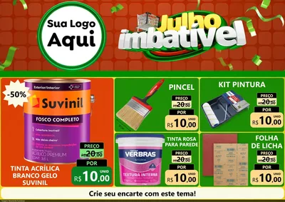 Modelo de Encarte para Encarte A4 Horizontal com o tema Julho Imbatível para Tintas e Ferramentas