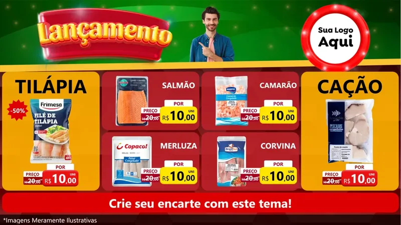 Modelo de TV para TV Horizontal com o tema Lançamento para Peixaria