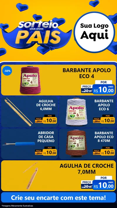 Modelo de TV para TV Vertical com o tema Sorteio Dia dos Pais para Armarinho e Aviamentos