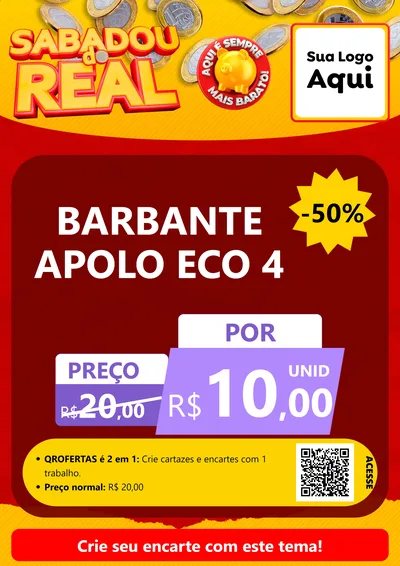 Modelo de Cartaz para Cartaz A4 Vertical com o tema Sabadou do Real para Armarinho e Aviamentos