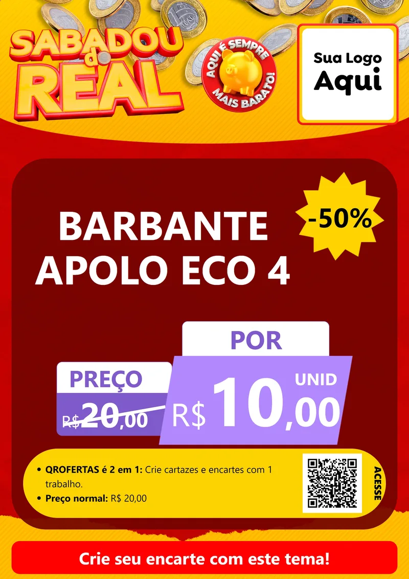 Modelo de Cartaz para Cartaz A4 Vertical com o tema Sabadou do Real para Armarinho e Aviamentos