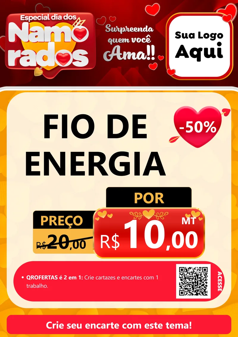 Modelo de Cartaz para Cartaz A4 Vertical com o tema Especial Dia dos Namorados para Materiais Elétricos