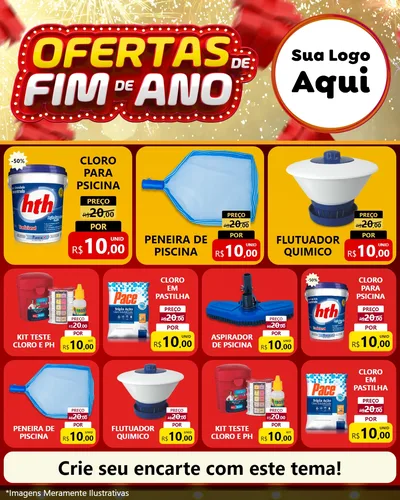 Modelo de Rede Social para Feed Instagram com o tema Ofertas de Fim de Ano para Produtos para Piscina