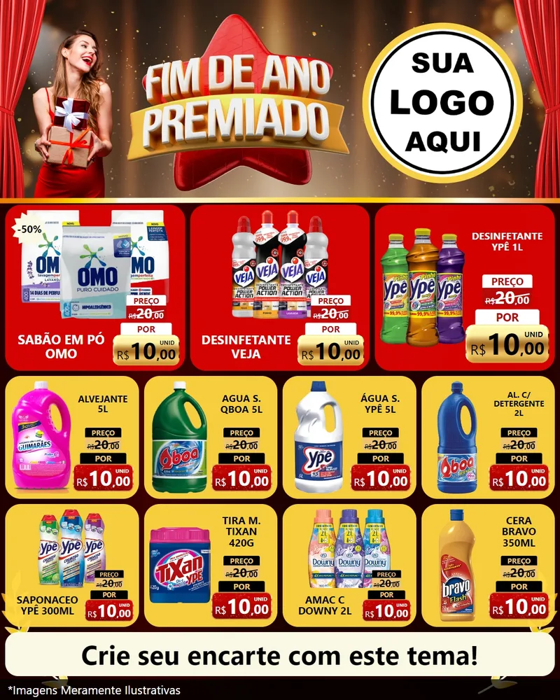 Modelo de Rede Social para Feed Instagram com o tema Fim de Ano Premiado para Produtos de Limpeza