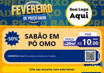 Modelo de Cartaz para Cartaz A4 Horizontal com o tema Fevereiro de Preço Baixo para Produtos de Limpeza