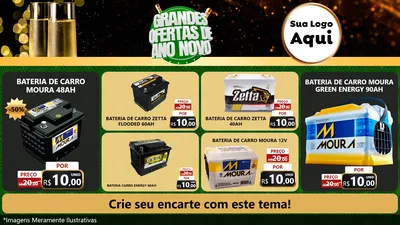 Modelo de TV para TV Horizontal com o tema Grandes Ofertas de Ano Novo para Baterias Elétricas