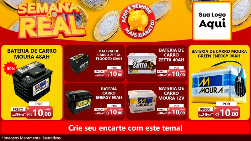 Modelo de TV para TV Horizontal com o tema Semana do Real para Baterias Elétricas