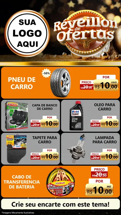 Modelo de TV para TV Vertical com o tema Réveillon de Ofertas para Auto peças