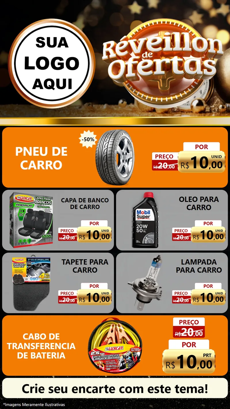 Modelo de TV para TV Vertical com o tema Réveillon de Ofertas para Auto peças
