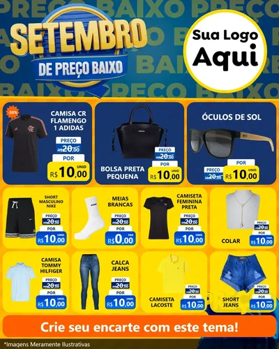 Modelo de Rede Social para Feed Instagram com o tema Setembro De Preço Baixo para Roupas e acessórios