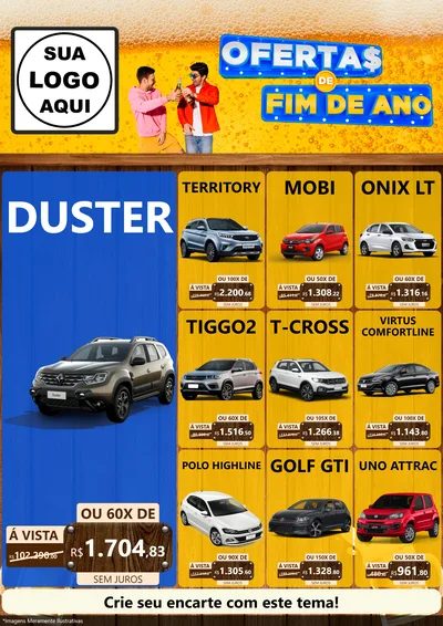 Modelo de Encarte para Encarte A4 Vertical com o tema Ofertas de Fim de Ano para Concessionaria de Carros