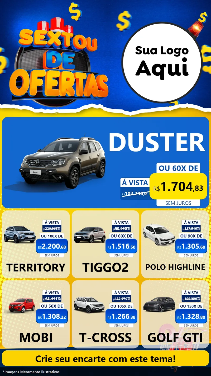 Modelo de Rede Social para Stories com o tema Sextou de Ofertas para Concessionaria de Carros