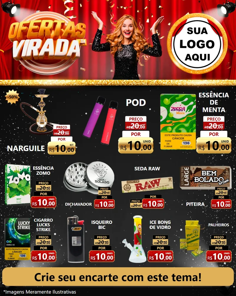 Modelo de Rede Social para Feed Instagram com o tema Ofertas da Virada para Tabacaria