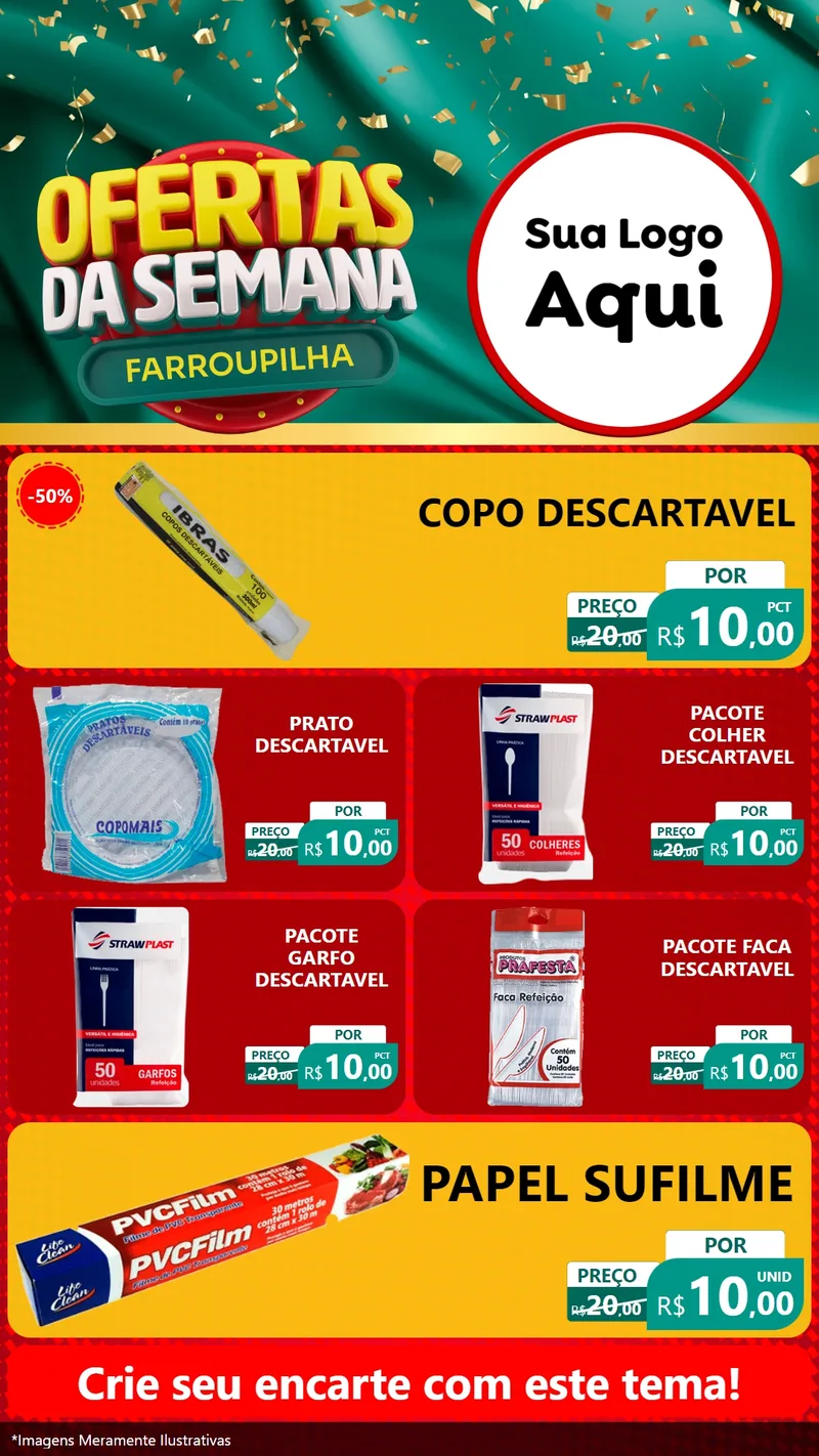 Modelo de TV para TV Vertical com o tema Ofertas da Semana Farroupilha para Embalagens