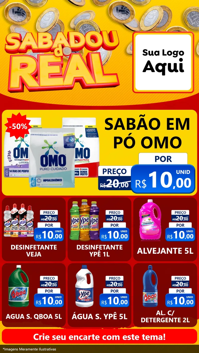 Modelo de Rede Social para Stories com o tema Sabadou do Real para Produtos de Limpeza