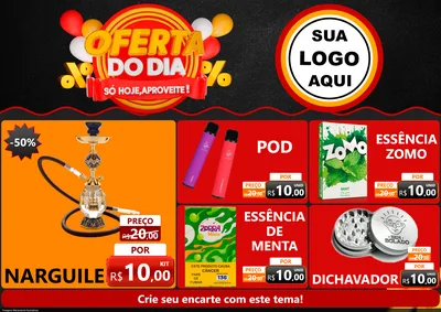 Modelo de Encarte para Encarte A4 Horizontal com o tema Oferta do Dia - Só hoje, Aproveite! para Tabacaria