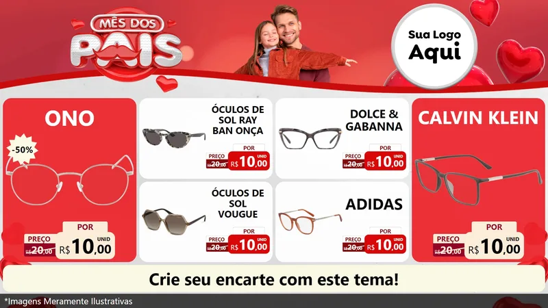 Modelo de TV para TV Horizontal com o tema Mês dos Pais para Óticas