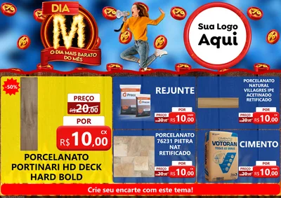 Modelo de Encarte para Encarte A4 Horizontal com o tema Dia M - O Dia Mais Barato Do Mês para Pisos e revestimentos