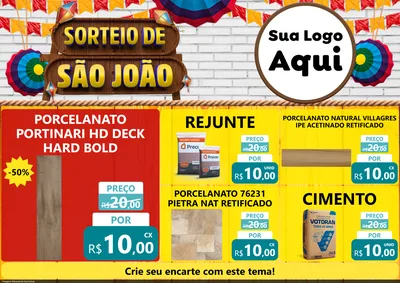Modelo de Encarte para Encarte A4 Horizontal com o tema Sorteio de São João para Pisos e revestimentos