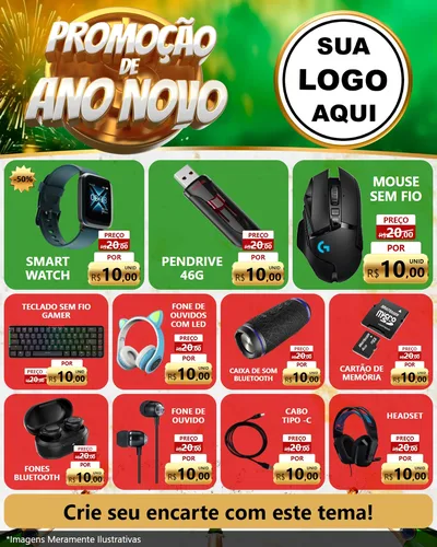 Modelo de Rede Social para Feed Instagram com o tema Promoção de Ano Novo para Informática