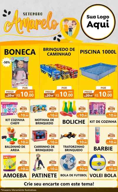 Modelo de Encarte para Encarte Grande com o tema Setembro Amarelo para Brinquedos
