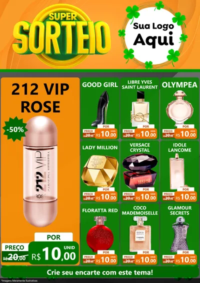 Modelo de Encarte para Encarte A4 Vertical com o tema Super Sorteio para Perfumes