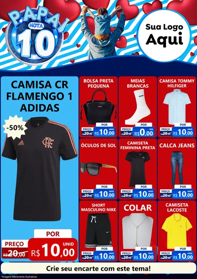 Modelo de Encarte para Encarte A4 Vertical com o tema Papai Nota 10 para Roupas e acessórios