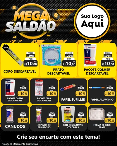 Modelo de Rede Social para Feed Instagram com o tema Mega Saldão para Embalagens