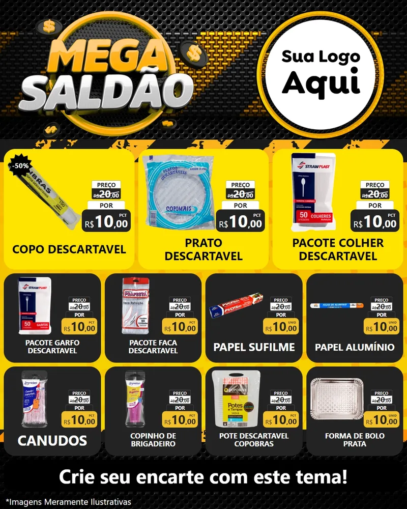 Modelo de Rede Social para Feed Instagram com o tema Mega Saldão para Embalagens
