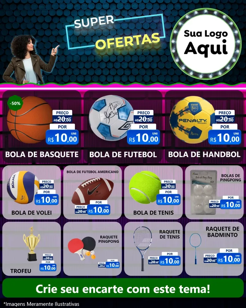 Modelo de Rede Social para Feed Instagram com o tema Super Ofertas para Artigos Esportivos