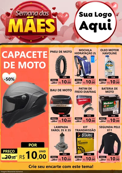 Modelo de Encarte para Encarte A4 Vertical com o tema Semana das Mães para Moto peças