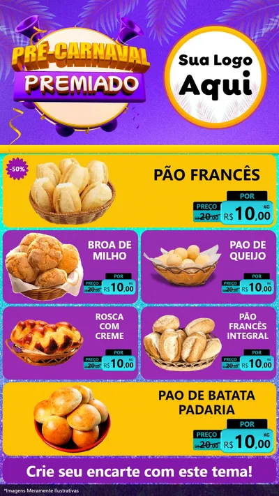 Modelo de TV para TV Vertical com o tema Pré-Carnaval Premiado para Padaria